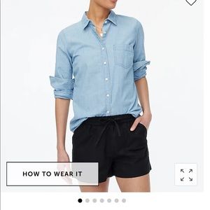 Jcrew linen blend drawstring shorts-black